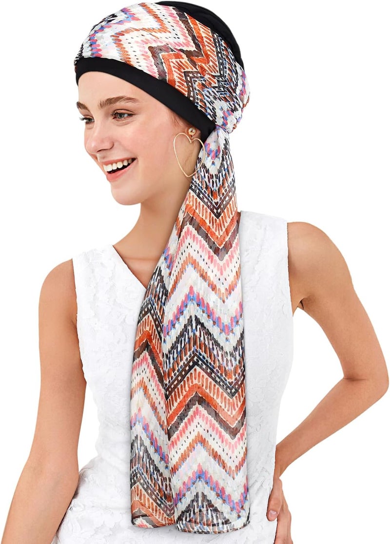 Awefeel Chemo Hats for Women – Extra Long 47" Chiffon Scarf – Soft Cancer Headwear for Hair Loss – Stylish Chemo Caps - Image 2